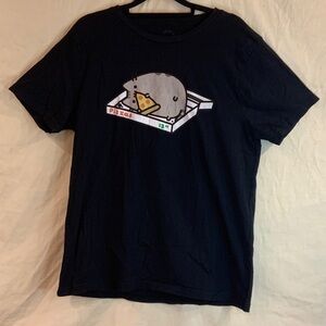 Pusheen Black Short Sleeve Tee with Pizza Box Graphic